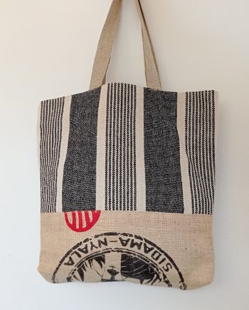 Sac LINA Coton rayé noir – Image 2