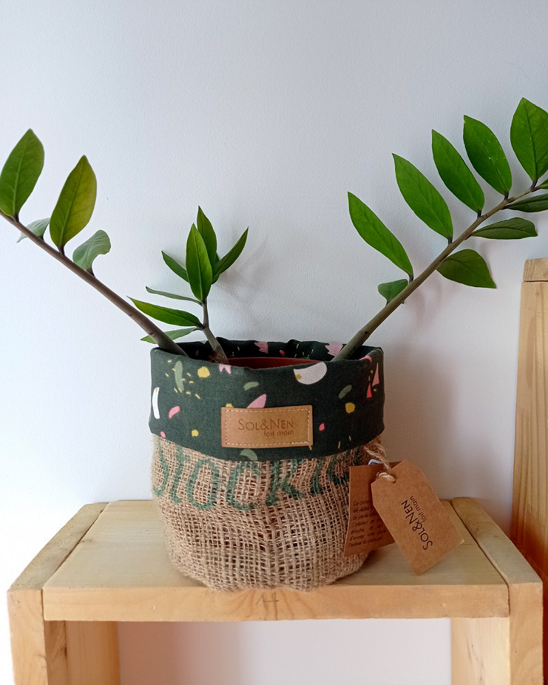 Cache-pot FLORA Ø13cm Toile de Jute / Arty Kaki