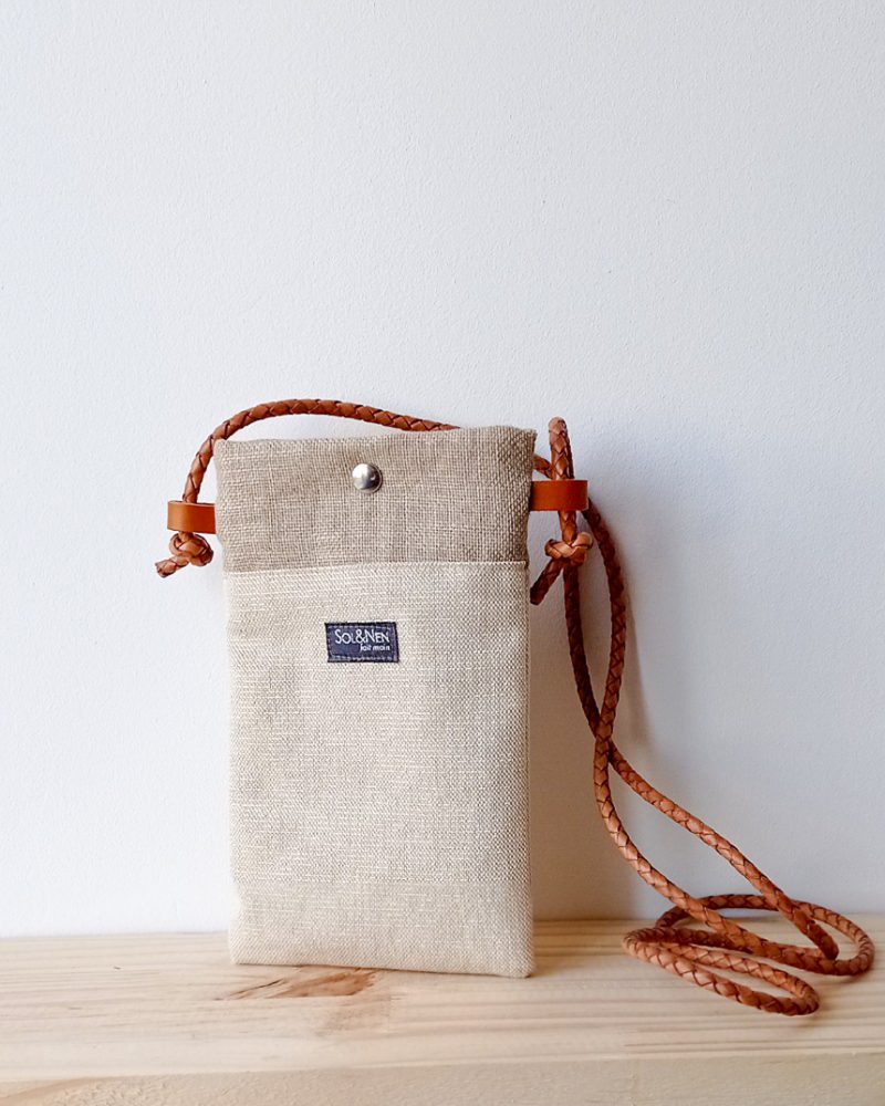 Pochette smartphone SONIA Lin et coton doré