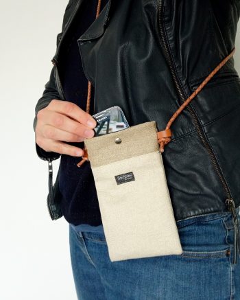 Pochette smartphone SONIA Lin et coton doré – Image 3