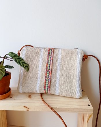 Sac Bandoulière SUMMER Coton tissé teint écru et rayures blanches
