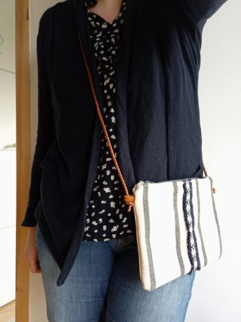 Sac Bandoulière SUMMER Coton tissé teint écru et rayures grises – Image 5