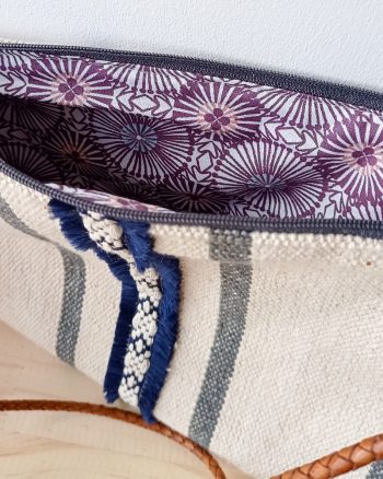 Sac Bandoulière SUMMER Coton tissé teint écru et rayures grises – Image 4
