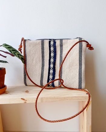 Sac Bandoulière SUMMER Coton tissé teint écru et rayures grises
