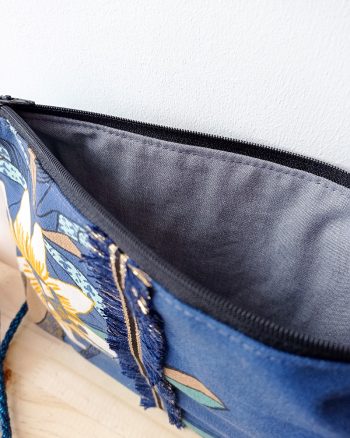 Sac Bandoulière SUMMER Fleurs tropicales bleues – Image 3