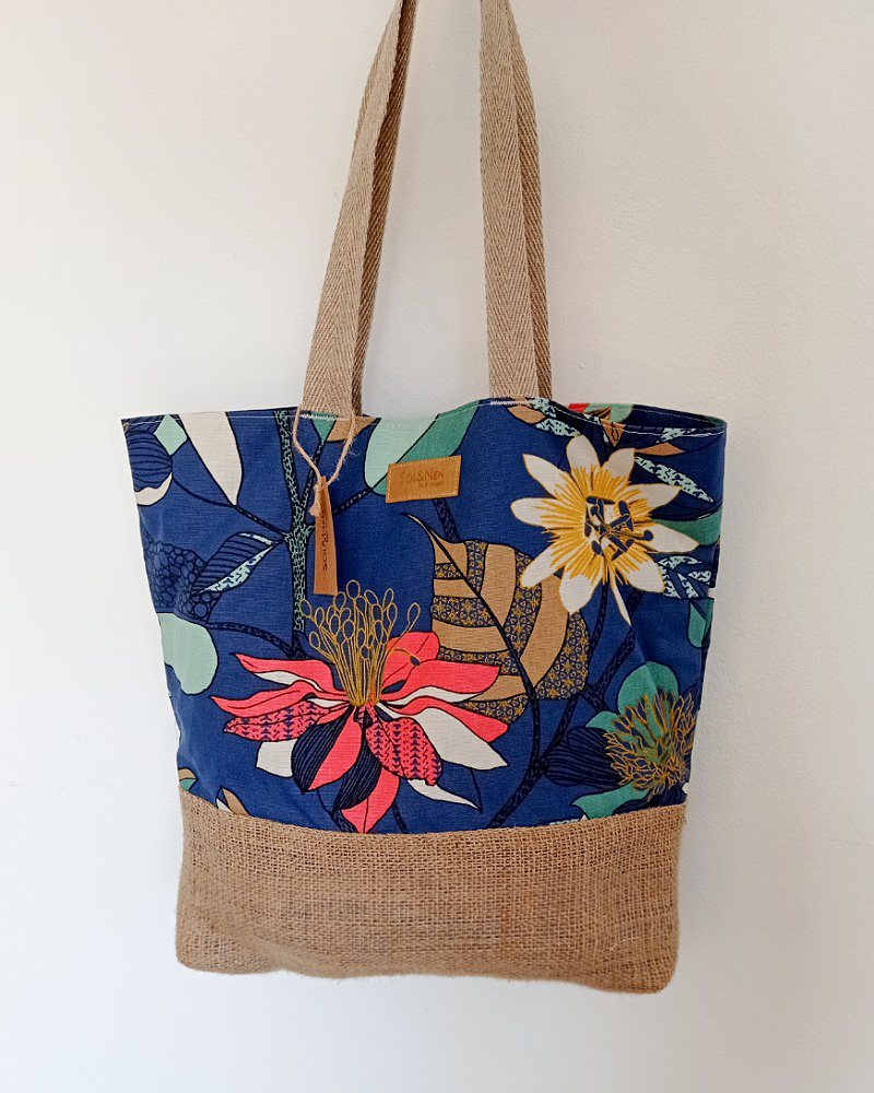 Sac LINA Coton Tropical bleu