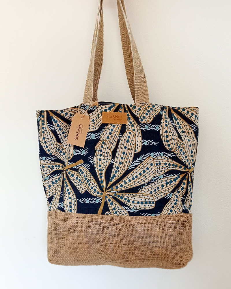 Sac LINA Coton Sazzy bleu beige