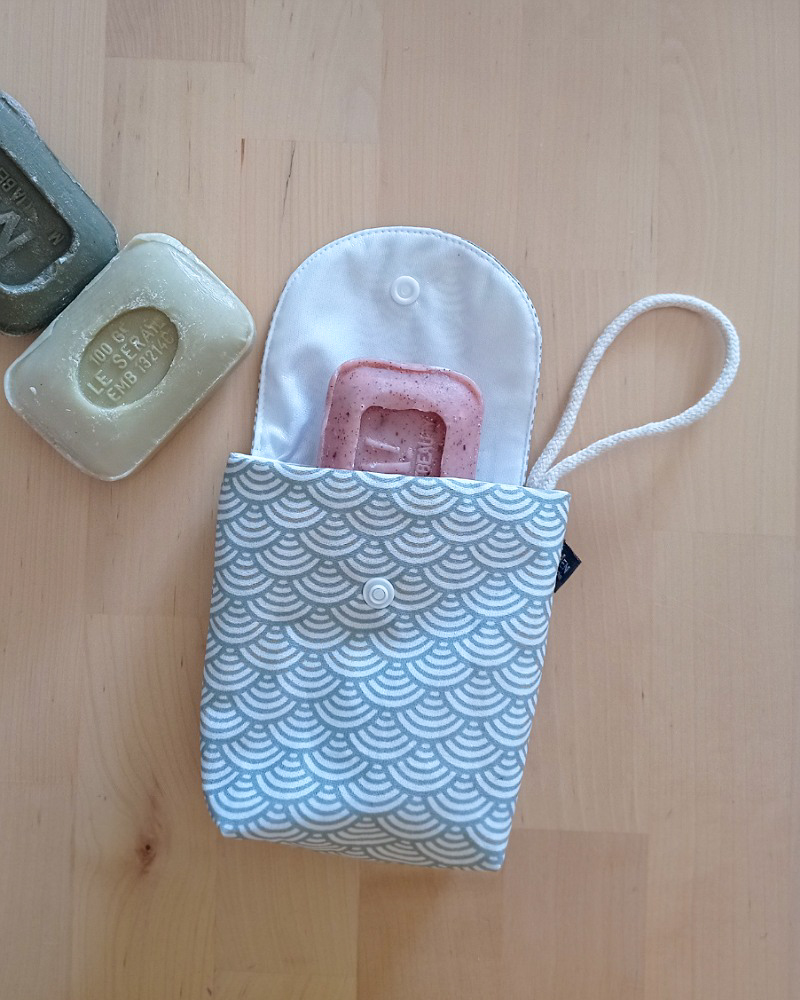 Pochette à savon SOAPY enduite Sushi gris