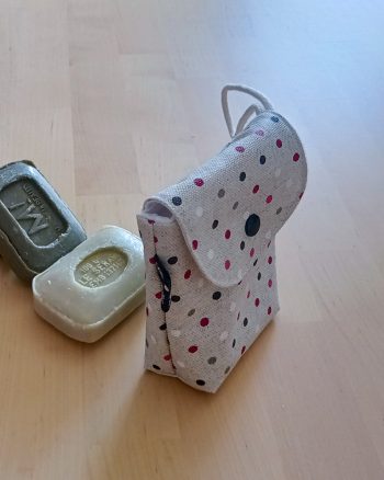 Pochette à savon SOAPY enduite Ecru pois multico – Image 2