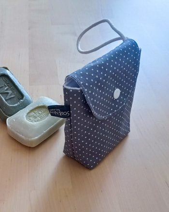 Pochette à savon SOAPY enduite Gris pois blancs – Image 3