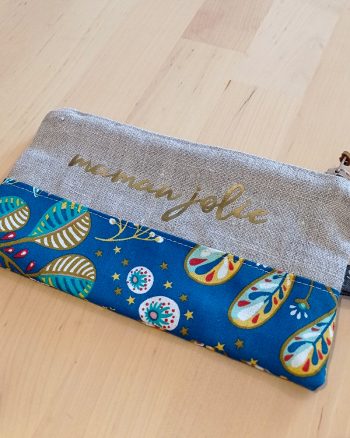 Pochette MAMAN Lin Floralies bleues – Image 2
