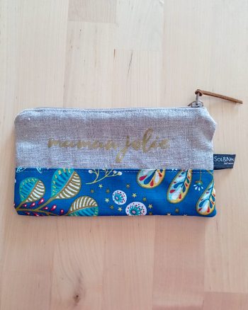 Pochette MAMAN Lin Floralies bleues – Image 3