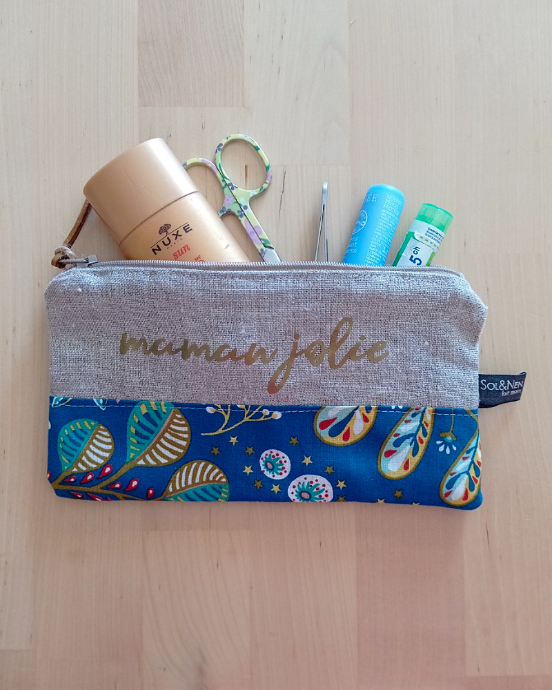 Pochette MAMAN Lin Floralies bleues