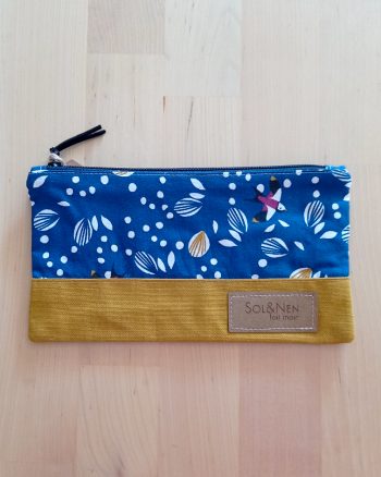 Pochette LILY Oiseaux bleus moutarde – Image 3