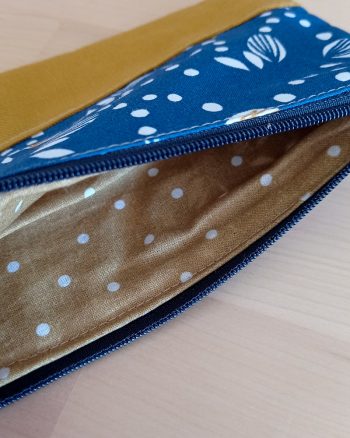 Pochette LILY Oiseaux bleus moutarde – Image 5
