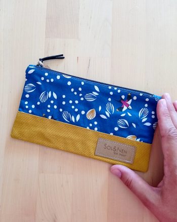 Pochette LILY Oiseaux bleus moutarde – Image 2