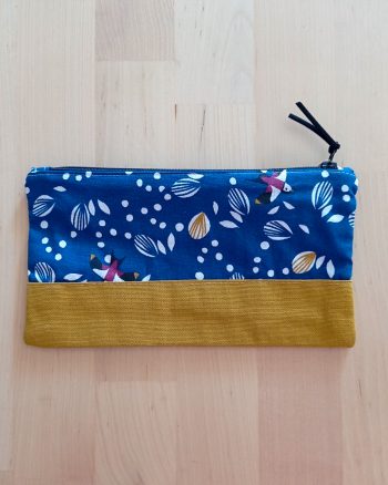 Pochette LILY Oiseaux bleus moutarde – Image 4