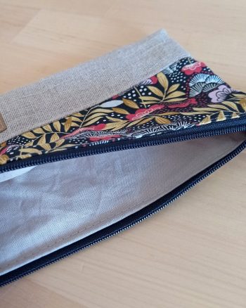pochette tissu fait main doublure coton lin