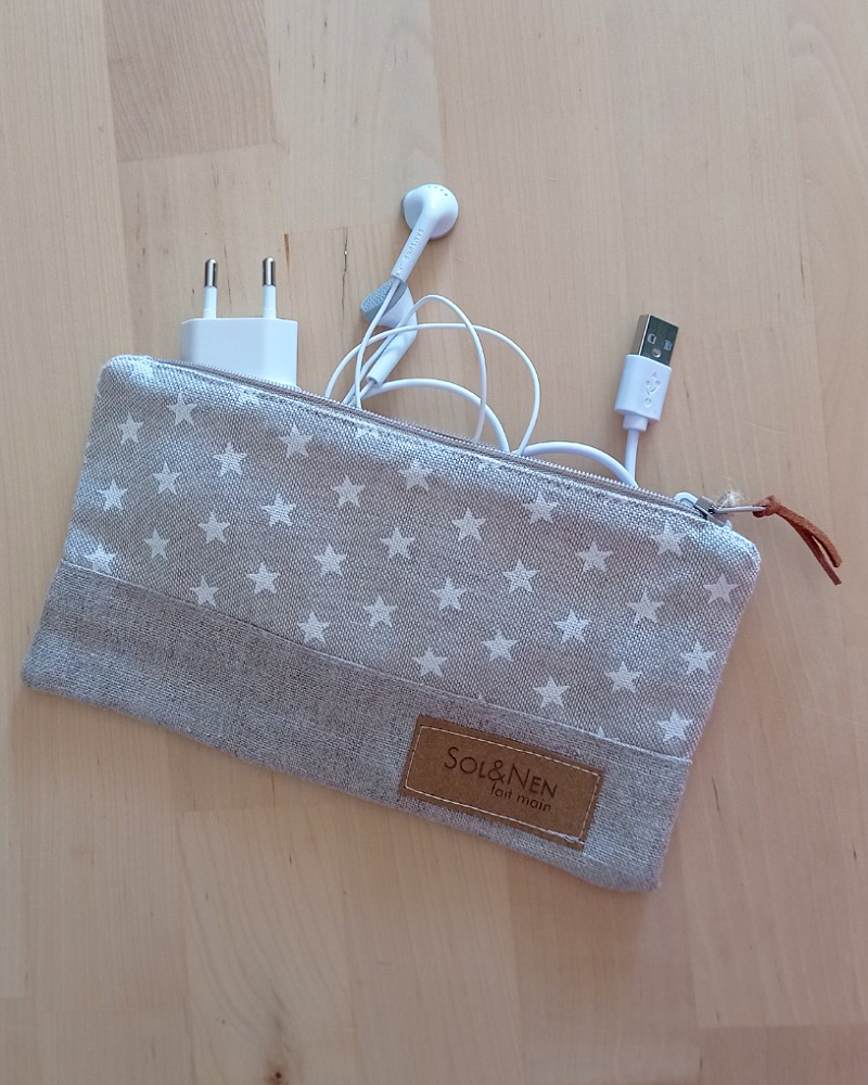Pochette LILY Etoiles blanches beige
