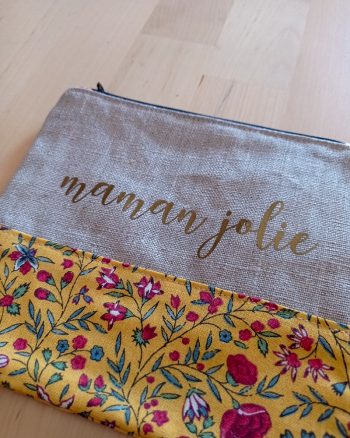 pochette plate maman jolie flex doré personnalisation