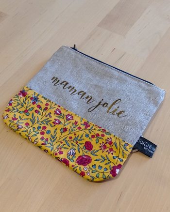 pochette plate maman jolie fait main