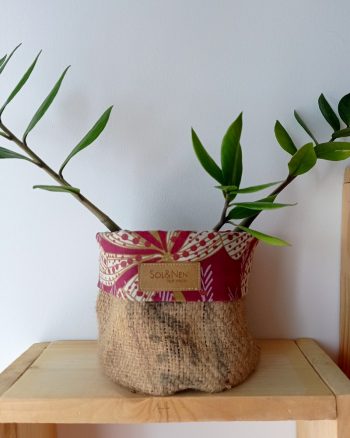 Cache-pot FLORA Ø13cm Toile de Jute / Sazzy bordeaux