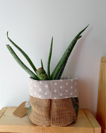 Cache-pot FLORA Ø13cm Toile de Jute / Etoiles blanches – Image 3