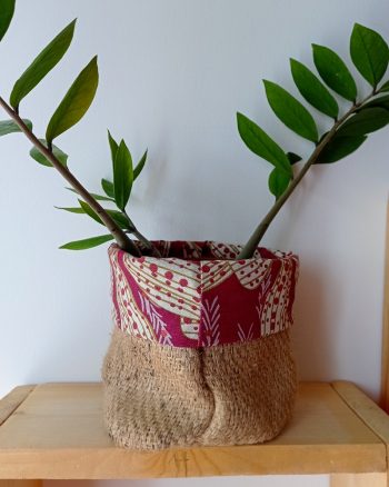 Cache-pot FLORA Ø13cm Toile de Jute / Sazzy bordeaux – Image 2