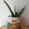 Cache-pot FLORA Ø13cm Toile de Jute / Etoiles blanches