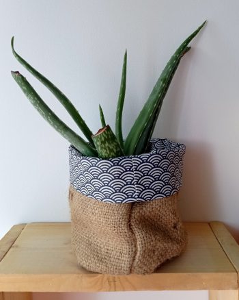 Cache-pot FLORA Ø13cm Toile de Jute / Sushi Bleu – Image 2