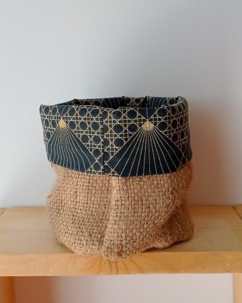 Cache-pot FLORA Ø13cm Toile de Jute / Cannage ardoise – Image 4