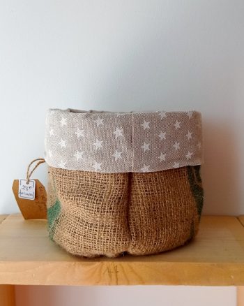 Cache-pot FLORA Ø13cm Toile de Jute / Etoiles blanches – Image 5