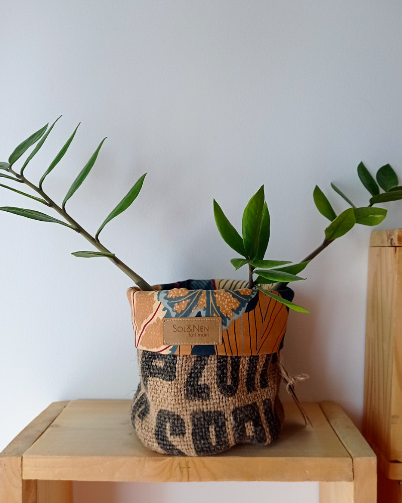 Cache-pot FLORA Ø13cm Toile de Jute / Tropical Jungle