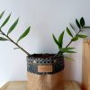 Cache-pot FLORA Ø13cm Toile de Jute / Cannage ardoise