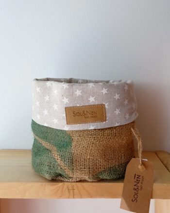 Cache-pot FLORA Ø13cm Toile de Jute / Etoiles blanches – Image 4