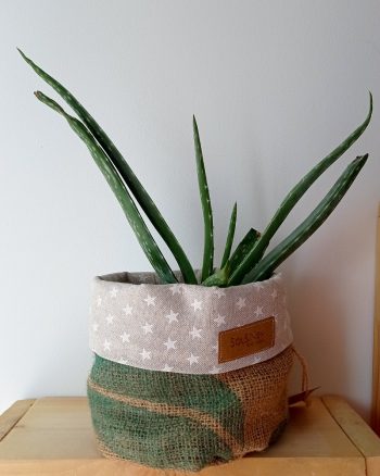 Cache-pot FLORA Ø13cm Toile de Jute / Etoiles blanches – Image 2