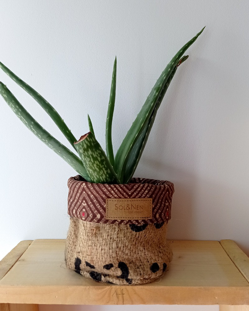 Cache-pot FLORA Ø11cm Toile de Jute / Ethnic marron