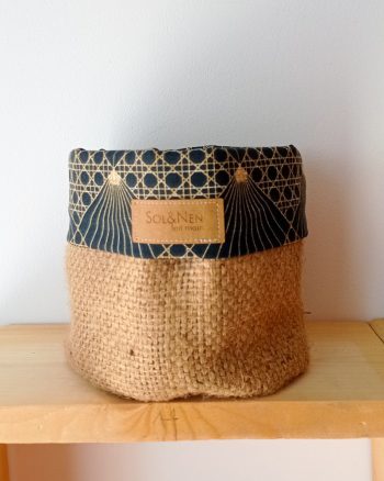 Cache-pot FLORA Ø13cm Toile de Jute / Cannage ardoise – Image 3