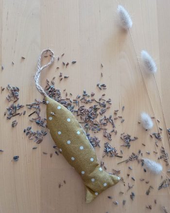Sachet de lavande SARDINE Moutarde pois blanc
