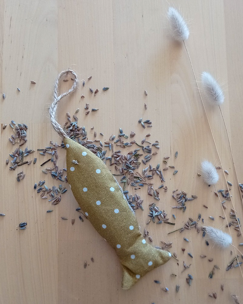 Sachet de lavande SARDINE Moutarde pois blanc