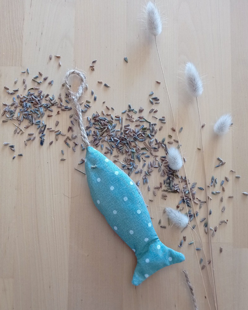 Sachet de lavande SARDINE Vert d'eau pois blanc