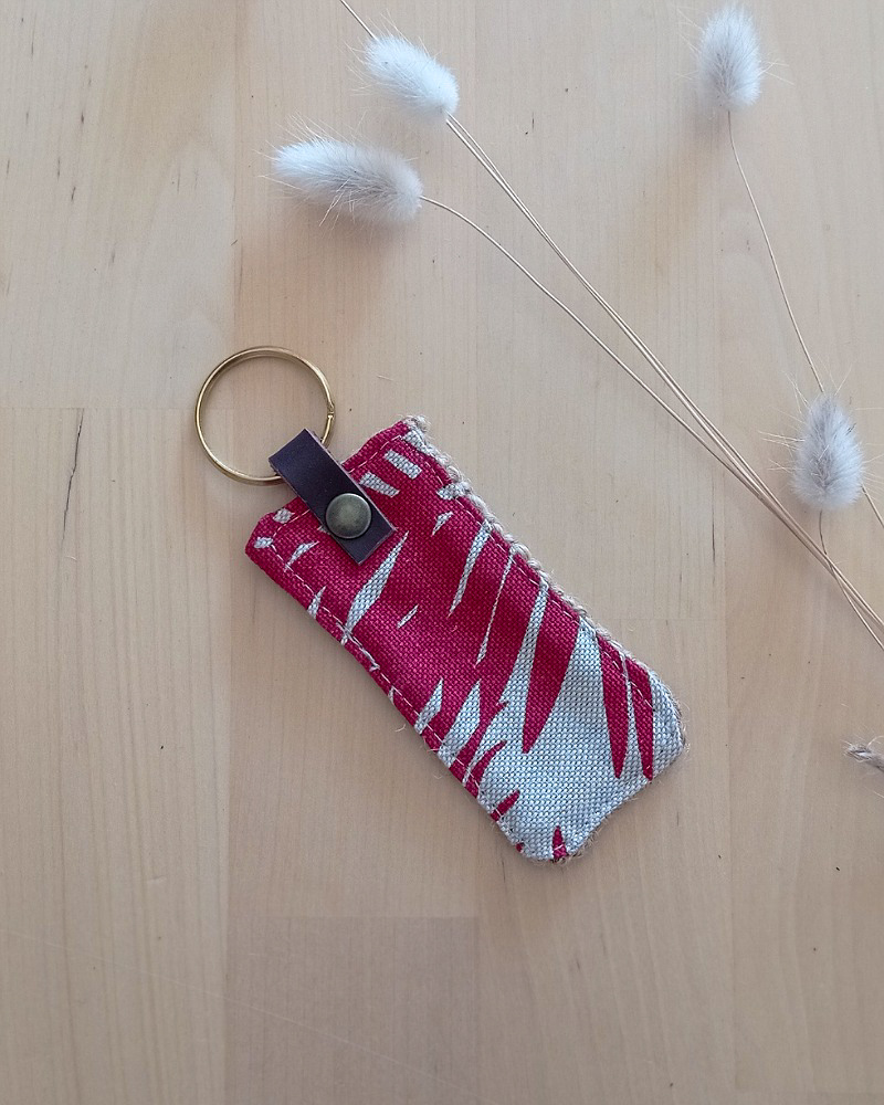 Porte clés tissu UPCYCLE HOME Jungle Rouge