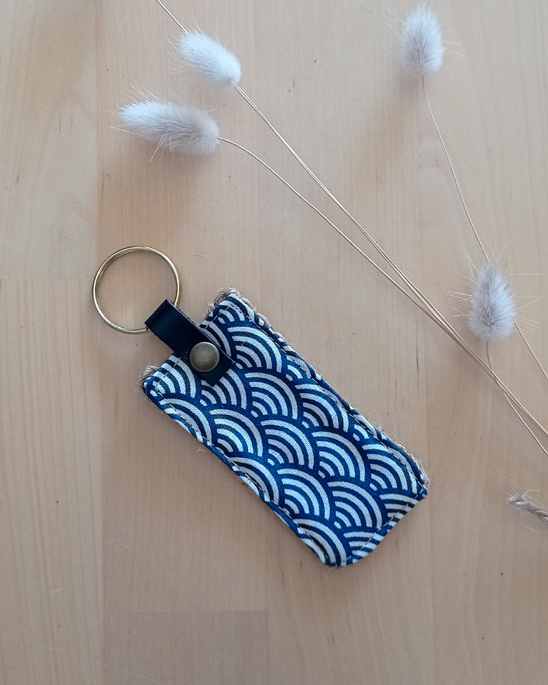 Porte clés tissu UPCYCLE Sushi bleu