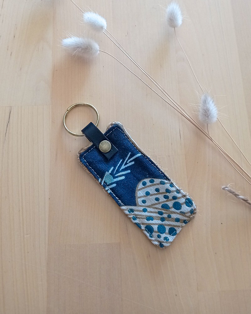 Porte clés tissu UPCYCLE Tropical blue