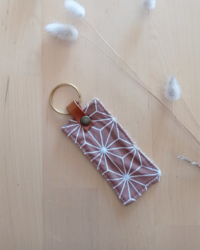 Porte clés tissu UPCYCLE HOME Asanoha curry