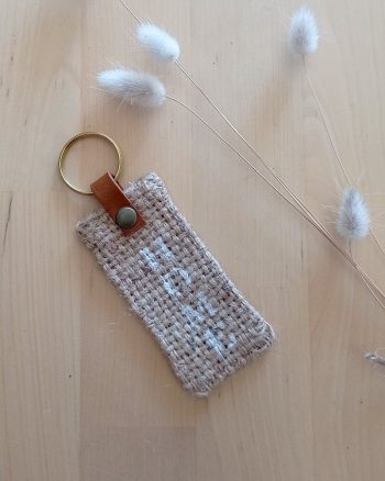 Porte clés tissu UPCYCLE HOME Asanoha curry – Image 2