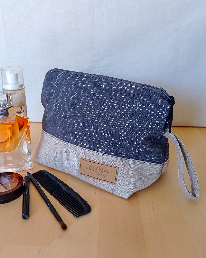 Trousse de maquillage RAJA Coton gris Lurex et Lin