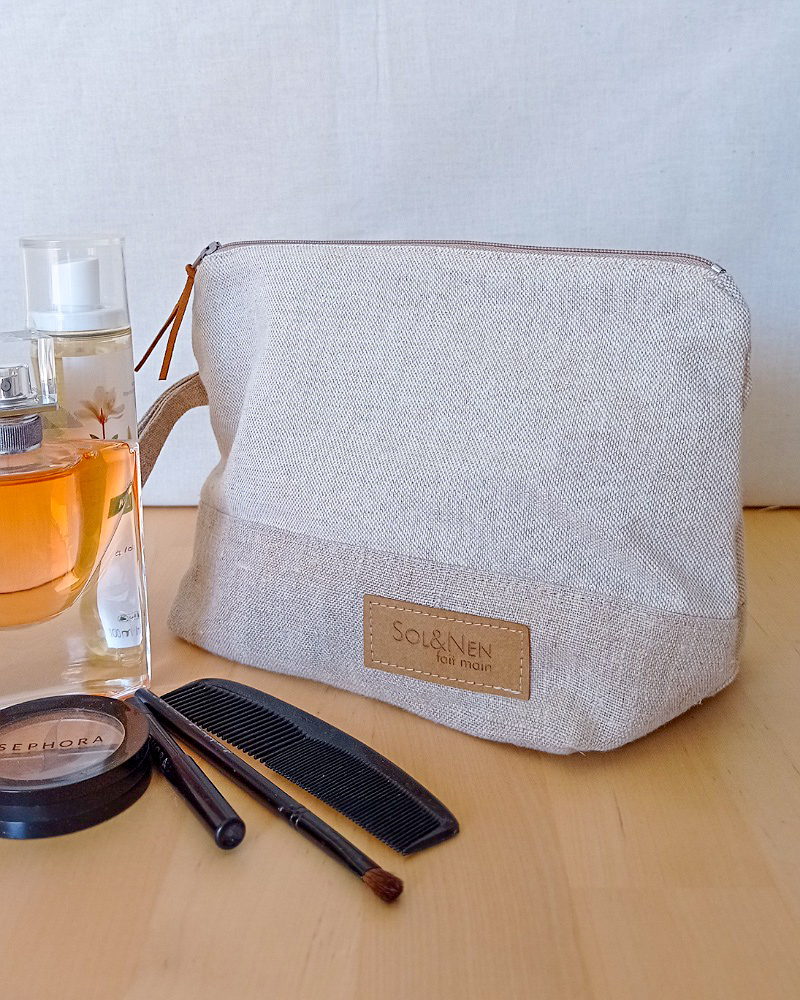 Trousse de maquillage RAJA Coton beige Lurex et Lin