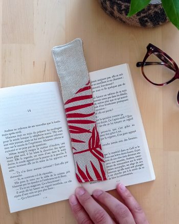Marque page en tissu UPCYCLE Palmes rouge & Lurex
