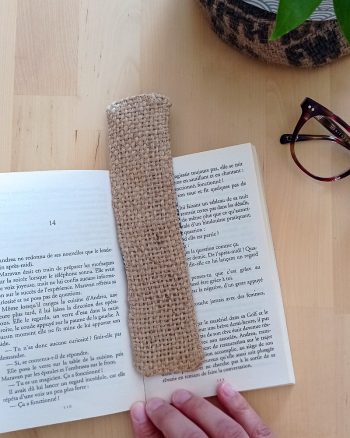 Marque page en tissu UPCYCLE Sushi bleu et lin – Image 2